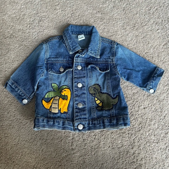 Boys infant embroidered dinosaur Jean jacket 6-9 mths - Picture 1 of 4